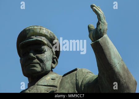 Monument to Soviet military commander Ivan Konev in Prague, Czech Republic. Bronze statue by Czech sculptor Zdeněk Krybus was unveiled in 1980 in Dejvice district to commemorate the liberation of Prague by the 1st Ukrainian Front of the Red Army under command of Ivan Konev in May 1945 in the last days of World War II. Stock Photo