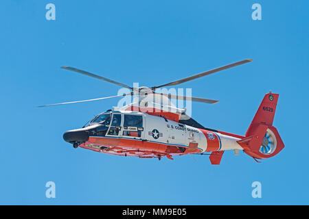 US Coast Guard Helicopter, Fort Lauderdale Beach Airshow, Florida, USA Stock Photo