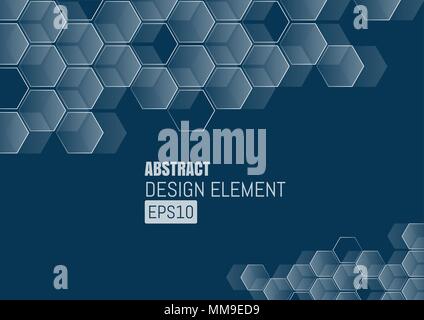 Abstract of futuristic surface with hexagons. Sci-fi background. Stock Vector