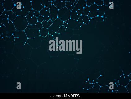 Virtual abstract background with particle, molecule structure. Stock Vector