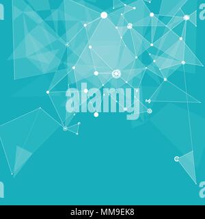 Abstract neat Blurred Background with Dots Array and Lines. Connection Structure. Geometric Modern Technology Concept. Digital Data Visualization. Soc Stock Vector