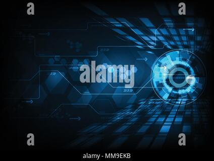 Blue abstract hi speed internet technology background illustration. eye scan virus computer. Stock Vector