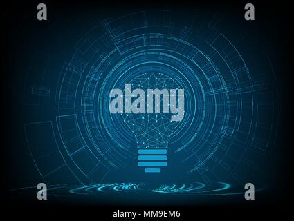 Technology concept. Light bulb polygonal  shape of an artificial intelligence . Stock Vector