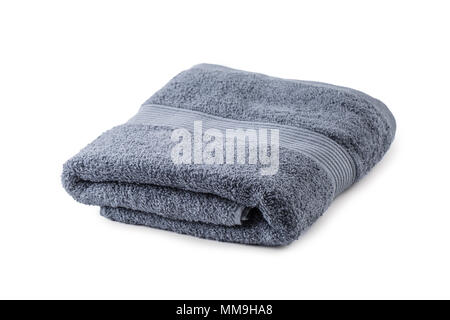 Gray towel isolated on white background. Stock Photo