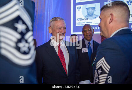 Secretary Of Defense Jim Mattis Interacts With Audience Members Before 