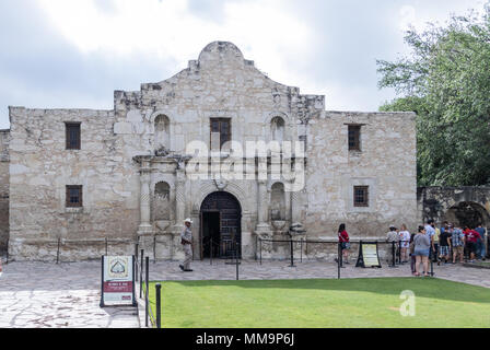 THE ALAMO, SAN ANTONIO, TEXAS /USA--MAY 3, 2015:The historic Alamo is a tourist attraction, almost two centuries after the fierce battle fought there. Stock Photo