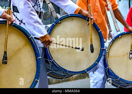 Drums players in a Brazilian folk festival in honor of Saint George in the state of Minas Gerais Stock Photo