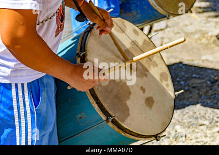 Drums players in a Brazilian folk festival in honor of Saint George in the state of Minas Gerais Stock Photo