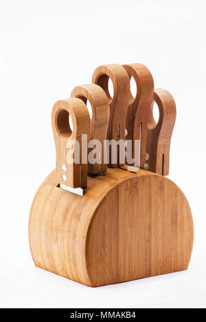 Cheese knife set on white background Stock Photo
