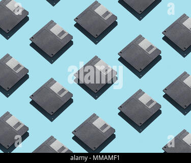 Floppy disks organized over blue background Stock Photo