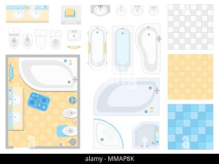 Bathroom elements - set of modern vector objects Stock Vector