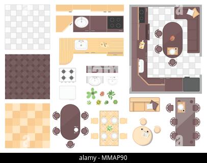 Kitchen elements - set of modern vector objects Stock Vector
