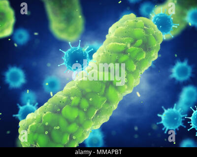 Pathogenic bacteria and viruses , Microscopic germs that cause infectious diseases, Viral and bacterial infection Stock Photo