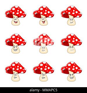 cartoon  toadstool character set isolated on white background Stock Vector