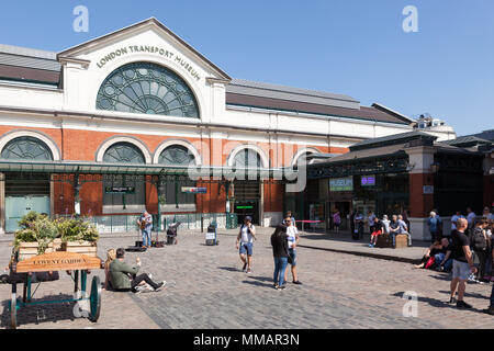 Outside view of the London Transport Museum in Covent Garden on a sunny day. Stock Photo