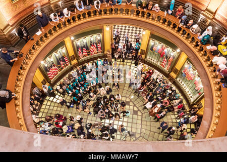 Lansing, Michigan - Muslim high school students visit the Michigan state capitol as part of the annual Michigan Muslim Capitol Day. Stock Photo