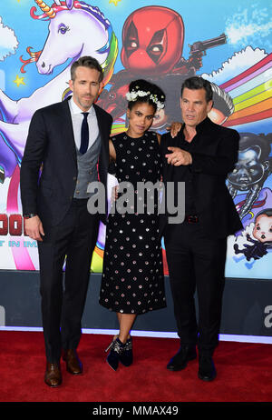 Ryan Reynolds, Zazie Beetz and Josh Brolin attending a photocall for Deadpool 2, held at the Empire Casino in Leicester Square, London. Picture date: Thursday 10th May, 2018. See PA story SHOWBIZ Deadpool. Photo credit should read: Ian West/PA Wire Stock Photo