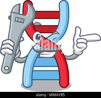 Mechanic dna molecule mascot cartoon Stock Vector