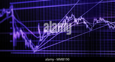 Stock market graph. Blue toned blurred image with diminishing perspective and selective focus Stock Photo