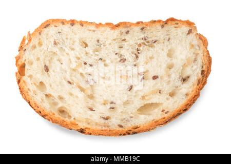 White bread loaf sliced piece top view. Isolated on white, clipping path included Stock Photo