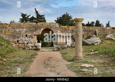 Roman and Greek remains of buildings at Empires on the Costa Brava in Catalonia, Spain Stock Photo