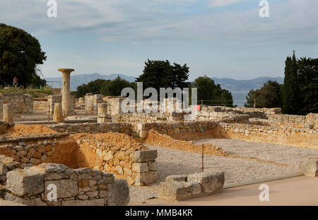 Roman and Greek remains of buildings at Empires on the Costa Brava in Catalonia, Spain Stock Photo