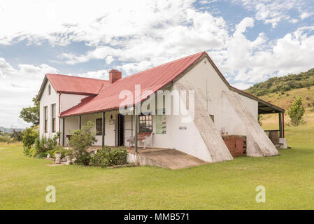 DUNDEE, SOUTH AFRICA - MARCH 21, 2018: The Smith Cottage, an historic building at the Talana museum, the site of the first battle of the Anglo Boer Wa Stock Photo