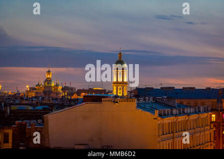 ST. PETERSBURG, RUSSIA, 01 MAY 2018: Outdoor view of Bykovo. Church of the Vladimir Icon of the Mother of God. Bell tower Stock Photo