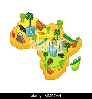 Africa map animal Isometric style. flora and fauna. Vector illustration Stock Vector