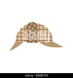 Cap private detective isolated. Hat Vector illustration Stock Vector