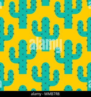 Cactus Desert pattern background seamles. Vector Illustration Stock Vector