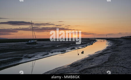 Lower Heswall boatyard and slipway - wirral England UK Sunset Stock Photo