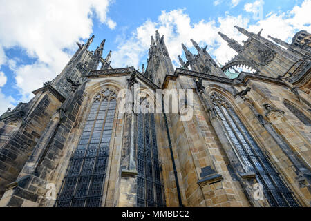 Some particulars of the St. Vitus Cathedral inside the Prague Castle Stock Photo