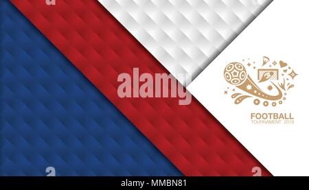 Soccer tournament 2018. Design template with modern traditional elements of soccer. Use for banner, poster, flyer, or advertising template. Vector ill Stock Vector