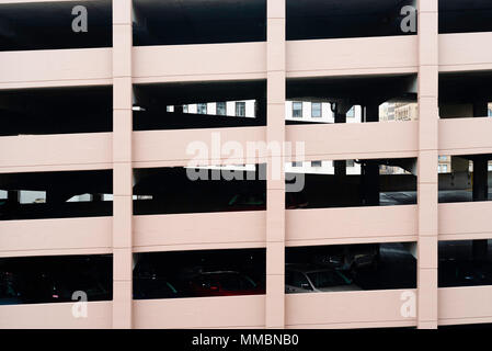 View of a parking ramp, taken from the Wisconsin Center, downtown Milwaukee, Wisconsin, USA. Stock Photo