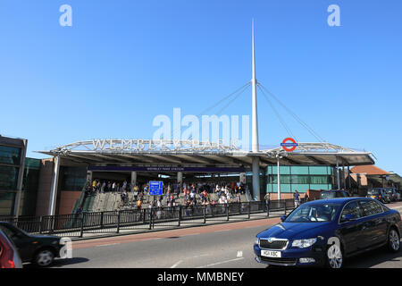 Wembley Park tube station for visiting Wembley Stadium, in NW London, UK Stock Photo