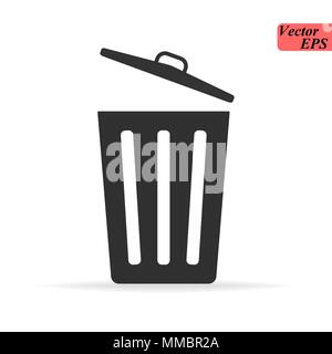Trash can icon thin line for web and mobile, modern minimalistic flat design. Vector dark grey icon on light grey background. eps 10 Stock Vector