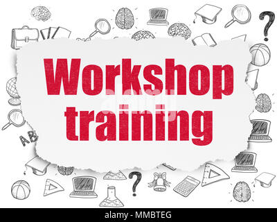 Studying concept: Workshop Training on Torn Paper background Stock Photo