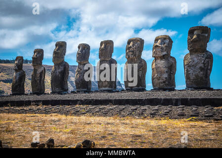 Rapa Nui Moai Statues Easter Island Stock Photo