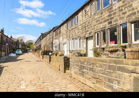 Looking towards Town gate in Heptonstall, an ancient village above Hebden Bridge, West Yorkshire Stock Photo