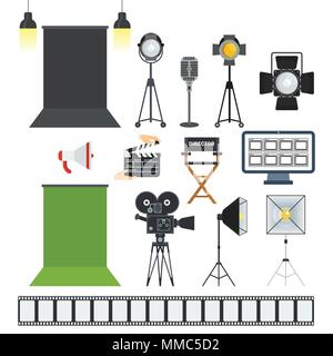 video porodaction studio objects icons Stock Vector