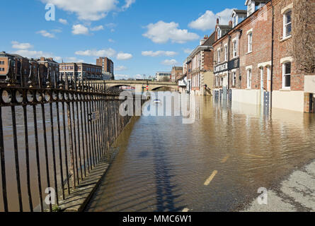 River Ouse Flooding floodwater spring flood floods at Kings Staith York North Yorkshire England UK United Kingdom GB Great Britain Stock Photo