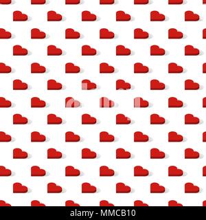 Isometric red hearts love signs seamless vector pattern Stock Vector