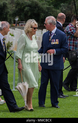 Athens, Greece. 10th May 2018. Prince Charles and Camilla Duchess of Cornwall visit the Commonwealth War Graves in Faliro, Athens Credit: Stefanos Kyriazis/Alamy Live News Stock Photo