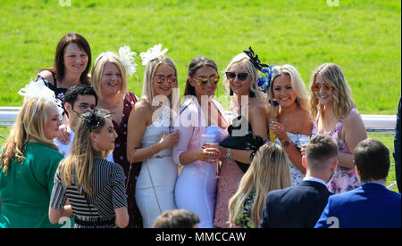 Chester Racecourse, Chester, UK. 10th May, 2018. The Boodles May Festival, Ladies Day; Ladies enjoying the day at Chester races Credit: Action Plus Sports/Alamy Live News Stock Photo