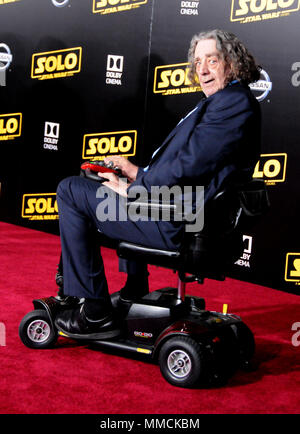 Hollywood, California, USA. 10th May, 2018. Actor Peter Mayhew attends the premiere of Disney Pictures and Lucasfilms' 'Solo: A Star Wars Story' at the Dolby Theatre, El Capitan Theatre and Grauman's Chinese Theatre on May 10, 2018 in Hollywood, California. Photo by Barry King/Alamy Live News Stock Photo