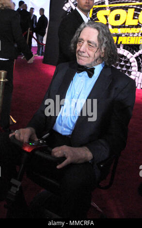 Hollywood, California, USA. 10th May, 2018. Actor Peter Mayhew attends the premiere of Disney Pictures and Lucasfilms' 'Solo: A Star Wars Story' at the Dolby Theatre, El Capitan Theatre and Grauman's Chinese Theatre on May 10, 2018 in Hollywood, California. Photo by Barry King/Alamy Live News Stock Photo