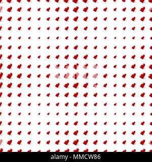 Isometric red hearts love signs seamless vector pattern Stock Vector
