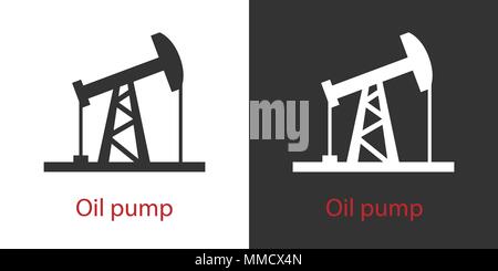 Icon oil pump in black white. Vector set. Isolated. Monochrome Stock Vector