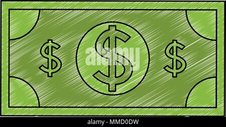 Billet money symbol scribble Stock Vector